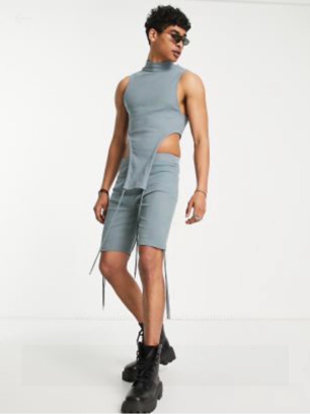 ASOS 2 Piece Festival Outfit- Ribbed Top & Drawstring Shorts Top S, Bottom XS